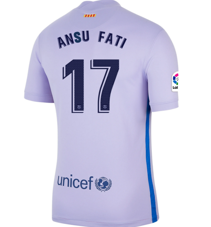 2021/22 Barcelona Away Kit Soccer Jersey with ANSU FATI 17 printing